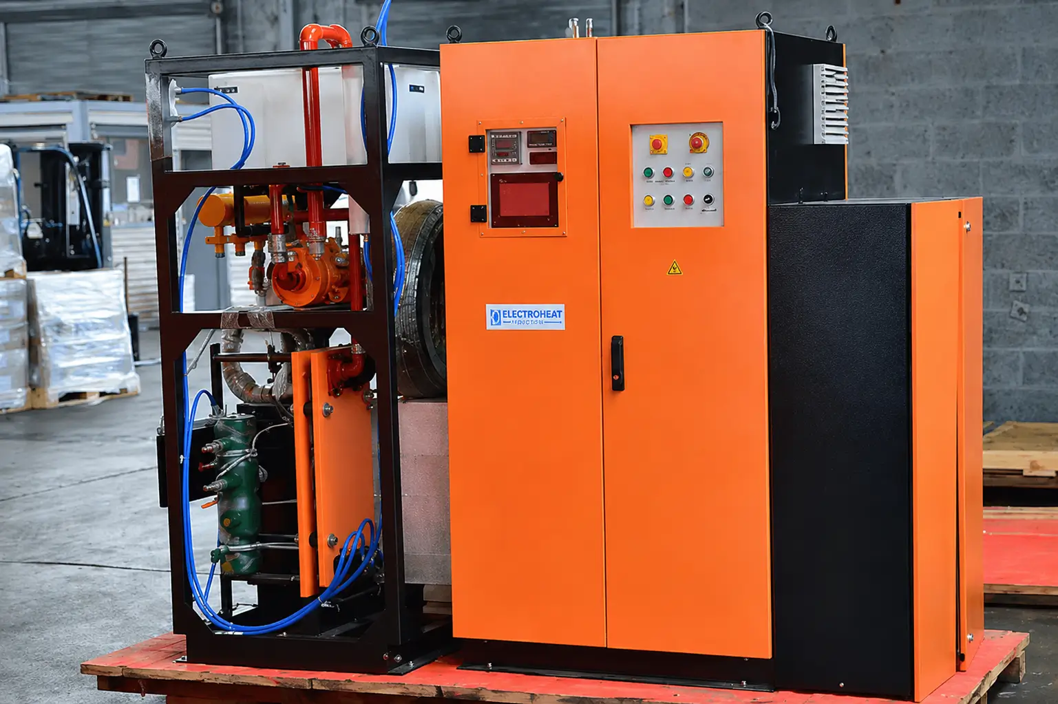 Solid-state induction power supply units integrate inverters, control electronics, and protection systems.