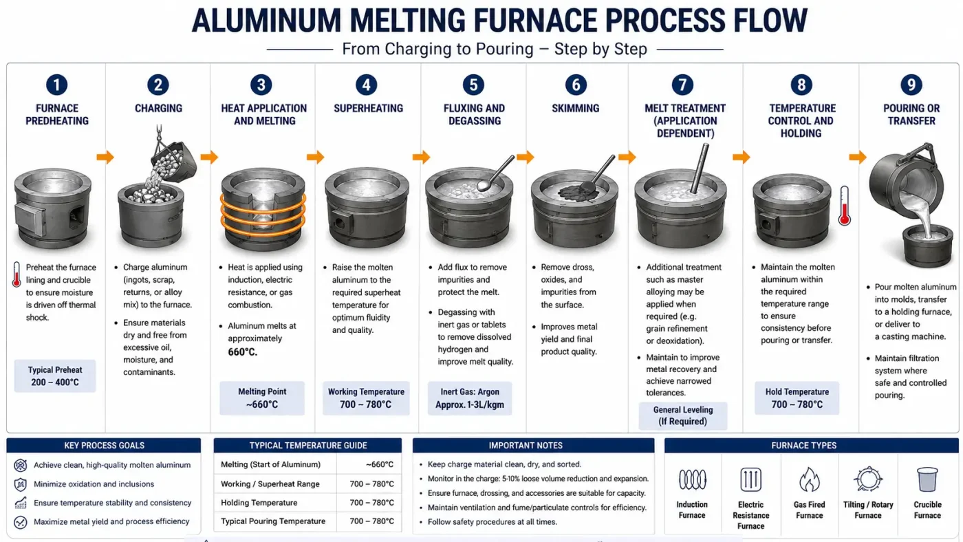 Aluminum Melting Furnace Process Flow.