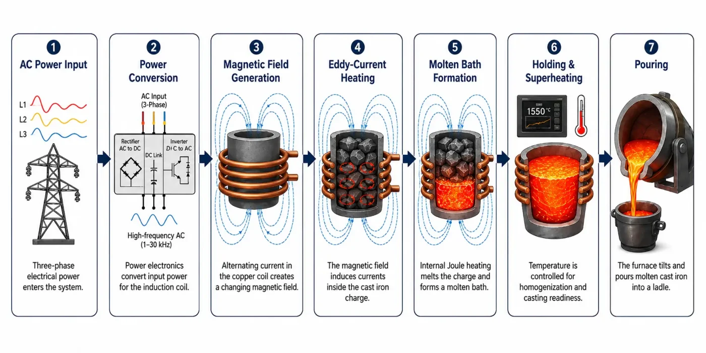 Cast Iron Induction Melting Process Flow
